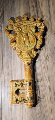 Vintage Ceramic Key Holder In The Shape Of A Key With Royal Eagle Design
