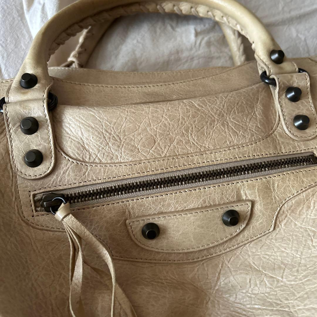 BALENCIAGA The City 2-way handbag Shoulder Bag Ivory Leather Y2K Authentic Japan thumbnail 8