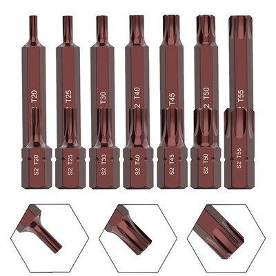 Schraubendreherbits Hochpräziser Schraubendreherkopf 7-tlg T20-T25 Bit 10mm