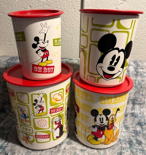 Disney Tupperware 4 piece Nesting Canister Set Mickey, Minnie, Goofy ...