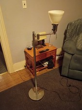 Silver/White Bowl Shade Floor Lamp w/ Pull Ch...