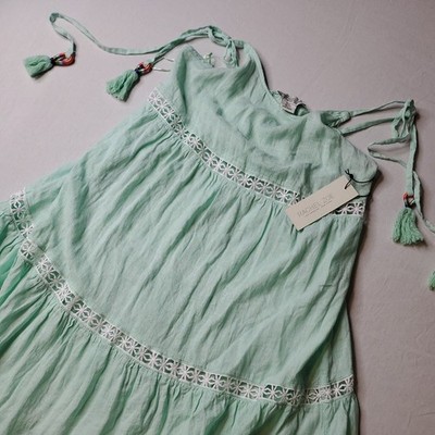 Rachel Zoe Women's Size S NWT Linen Blend Tiered Midi Dress Light Green