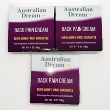 Lot Of (3)~Australian Dream Back Pain Cream - 4oz Exp:12/2026+