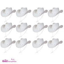 Adult White Texan Cowboy Cowgirl Hats Fancy Dress Stag Hen Parties Concerts Lot