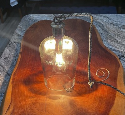 Handcrafted Bulleit Rye Whiskey Bottle Lamp - Rustic Edison Style    Unique 
