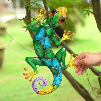 Metall-Gecko Gartendekoration für Statue Skulptur Wand hängend Außenbereich
