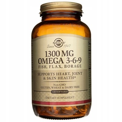 SOLGAR OMEGA 3-6-9 FISCH-, LEINSAMEN- UND BORRETTCHENFETTSÄUREN 1300 mg 120 kJ