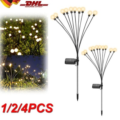 Firefly Solar Gartenleuchten,1~4 Stück 10LED Glühwürmchen Lichter Wasserdicht