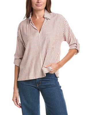 Max Studio Tab Sleeve Woven V-Neck Shirt Women's