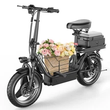 650W Peak Motor 14" Tire Electric Scooter w/ Seat Foldable 13/15Ah 25MPH