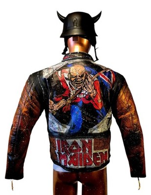 Vintage Leather Hand Painted Iron Maiden Eddie Bespoke Painted