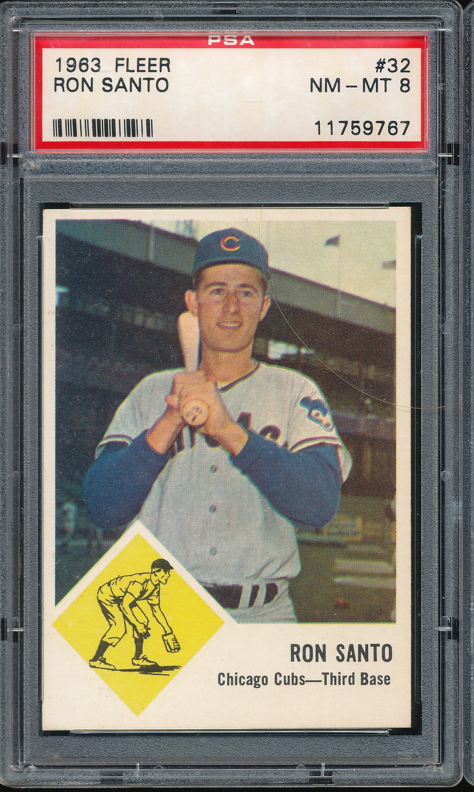 1963 Fleer Ron Santo #27 PSA 8 - Sneators