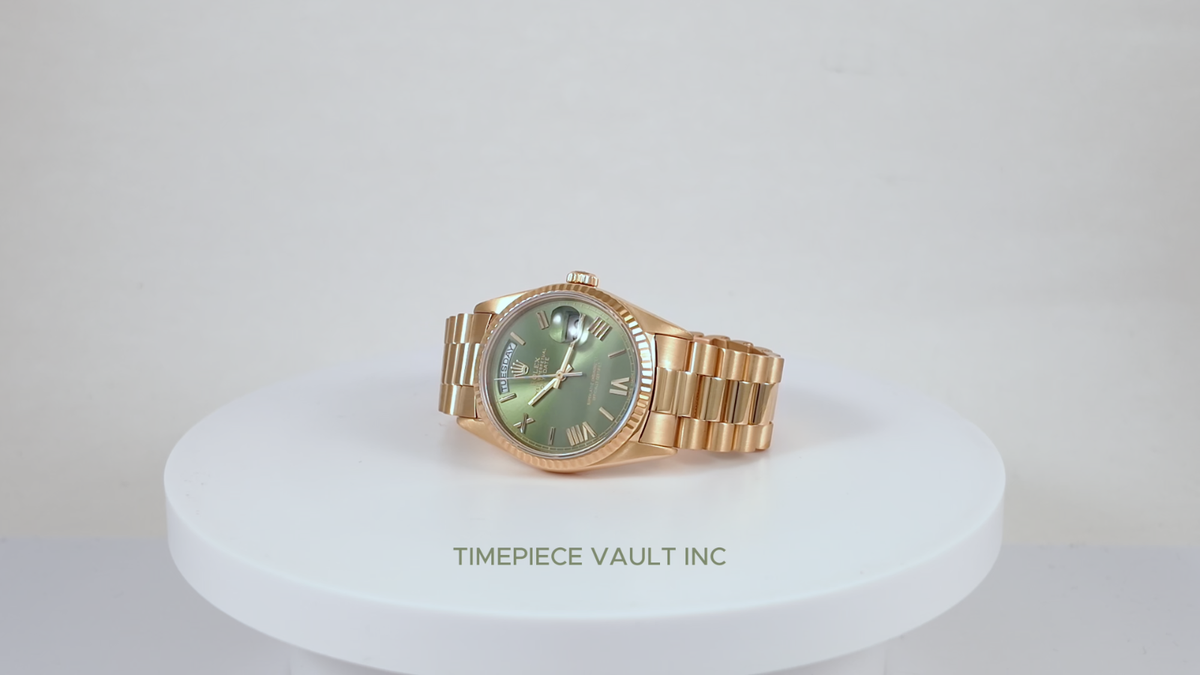 【オリーブさま】94.100.105.7.48 Rolex Day-Date 18238 President 18k Gold 36mm Olive Green Roman