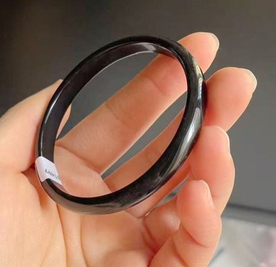 Certified Grade A 54mm Black hetian jade Natural Jade Bracelet