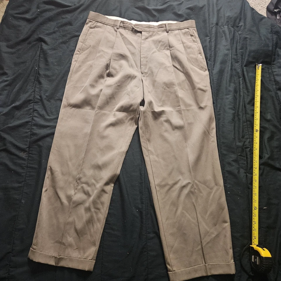 Pantalones de vestir Alfani para hombre 40 marrón lana doble plisado pantalones forrados Foto 2 de 4