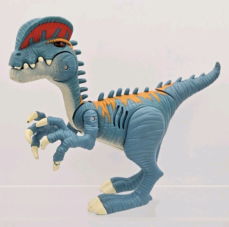 Jurassic World 7" Blue Electronic DILOPHOSAURUS w Sounds Lights WORKS