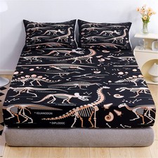 Dinosaur Fitted Sheet Twin Size, Jurassic Evolution Dino Bones Bedding Set 2 ...