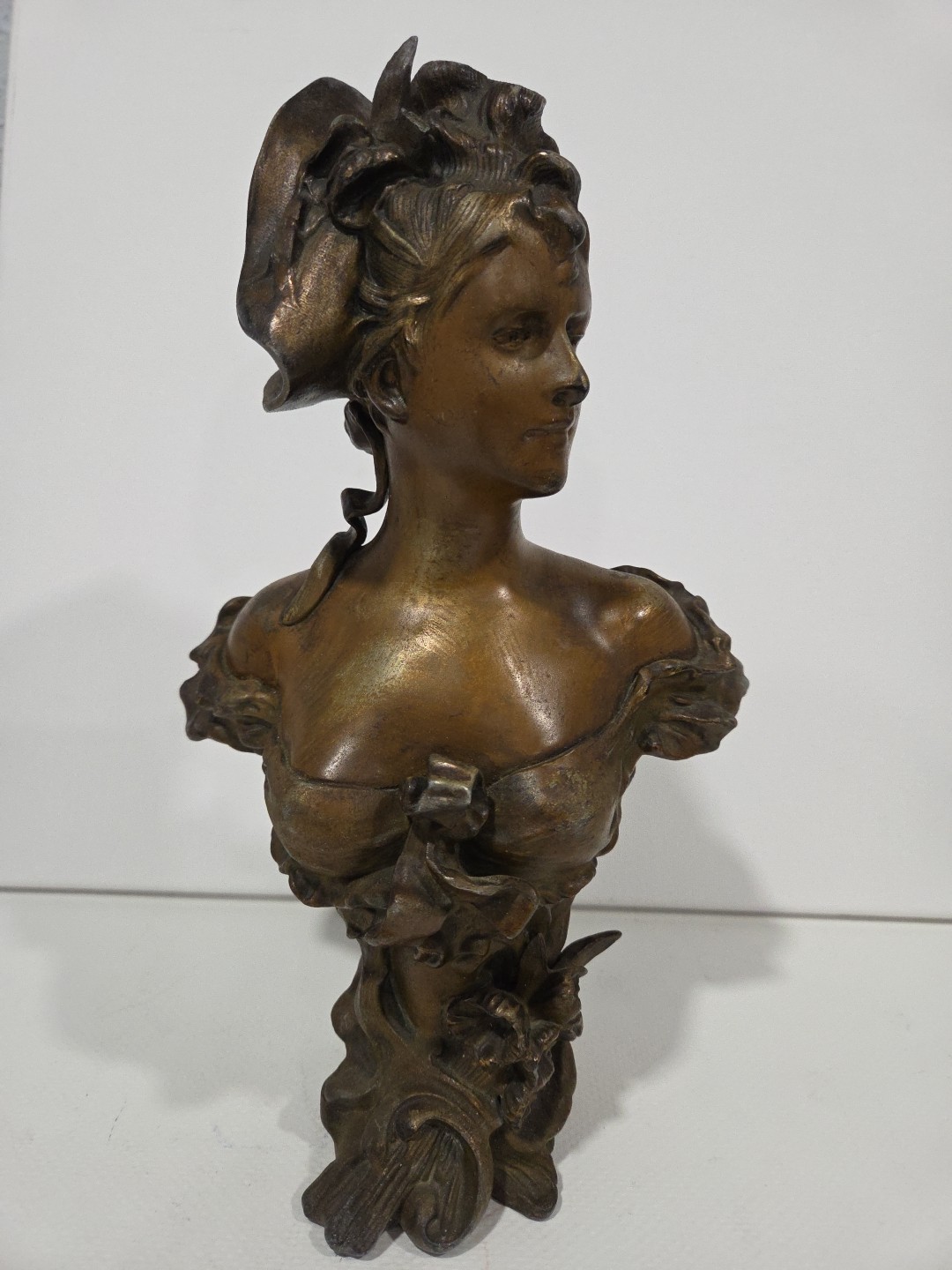 Vintage Spelter Bust Atter Jean Foretary Bronze Colored, 11x7 in 11
