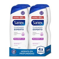 Sanex Duschgel Pro Hydrate Pflege 4X600 Ml PräBiotikum FüR Sehr Trockene Haut