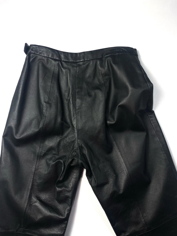 Pantalones Clio VINTAGE de cuero negro tiro alto pierna recta talla 8 Foto 3 de 4