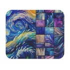 Mouse Pad (Rectangle) Blue Swirls and Purple Boxes Design 4