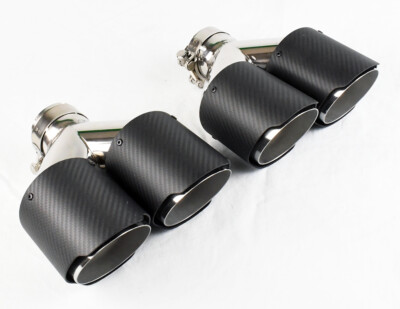 Dual 4.0'' Quad Uniform Carbon Fiber Exhaust Tip Fits Dodge Challenger 2008-2023