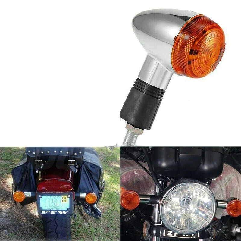Bullet Motorcycle Turn Signals Blinker Lights For Honda Suzuki Yamaha Cafe Racer — 第 3/4 张图片