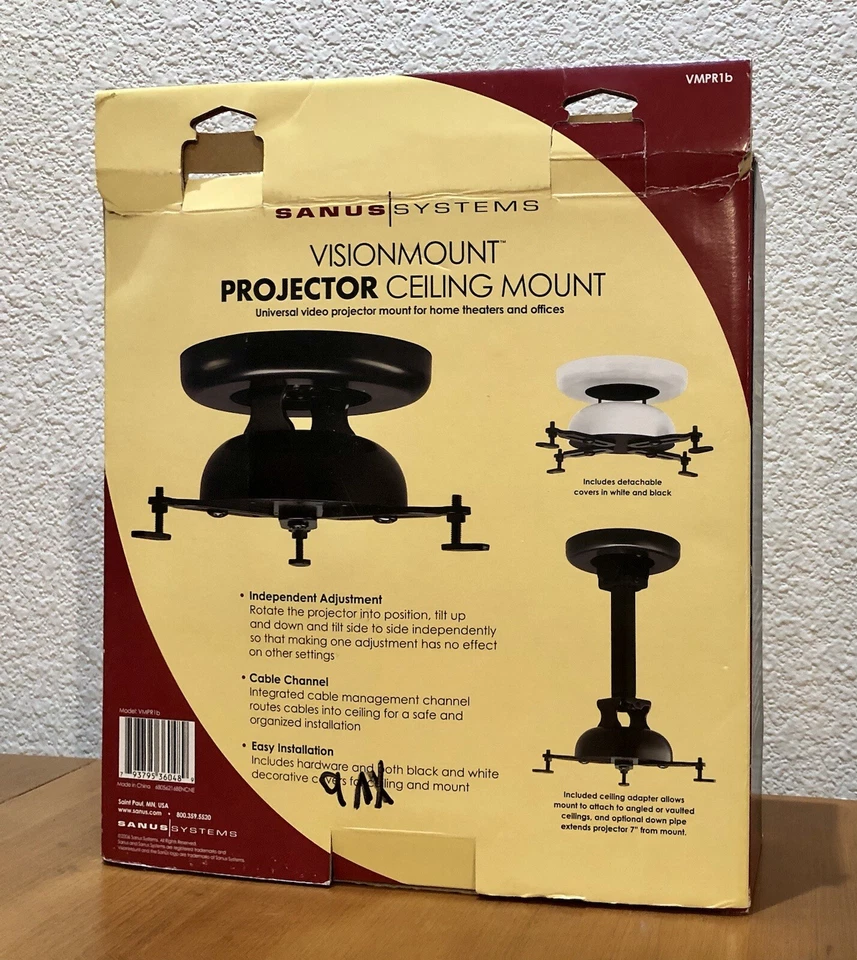 ✅¡NUEVO! Montaje en techo proyector universal Sanus negro NUEVO modelo # VMPR1b caja abierta Foto 4 de 4