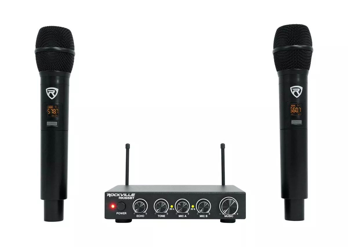 Rockville RKI65BT Dual UHF Wireless Microphones Bluetooth Karaoke