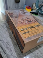 Refinery and Co. Wooden Beer Pong Game Luxury Foldable Tabletop Size Boardgame f