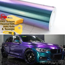 48" x 60" Gloss Metallic Chameleon Purple Teal Vinyl Film Wrap Air Bubble Free
