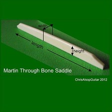 Martin Through/Long Guitar Bone Sattel. Custom made in UK by Chris Alsop Gitarre