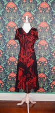 Vintage 90's Y2k Red Black Handkerchief Whimsigoth Pointy Hem Cowl Neck Dress