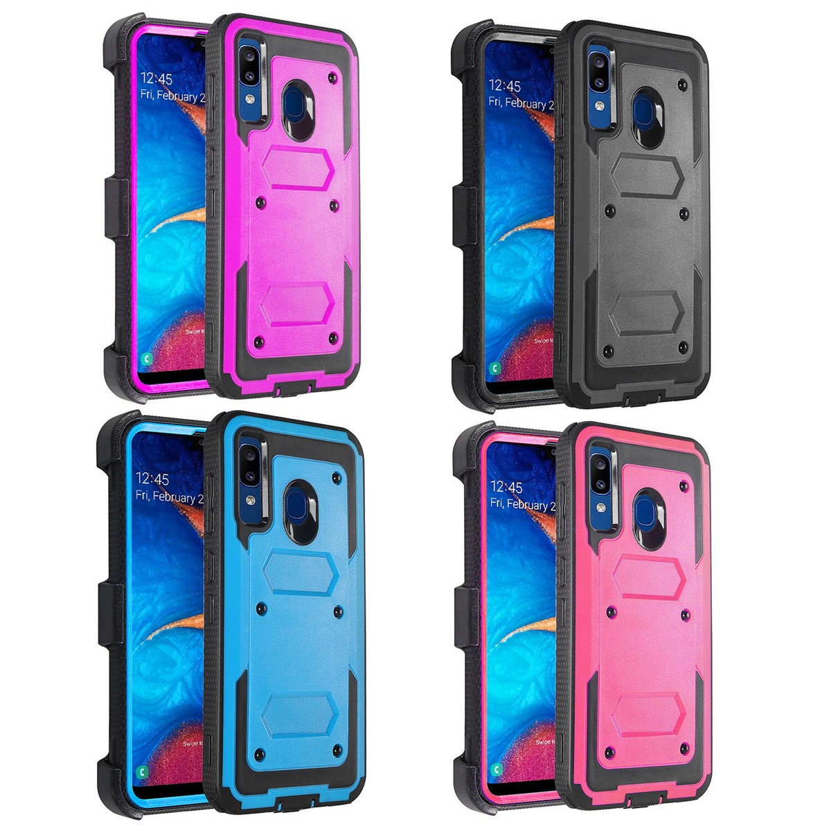 For Samsung Galaxy A20/30/50 Space Belt Clip Holster Stand Hard Armor Phone  Case