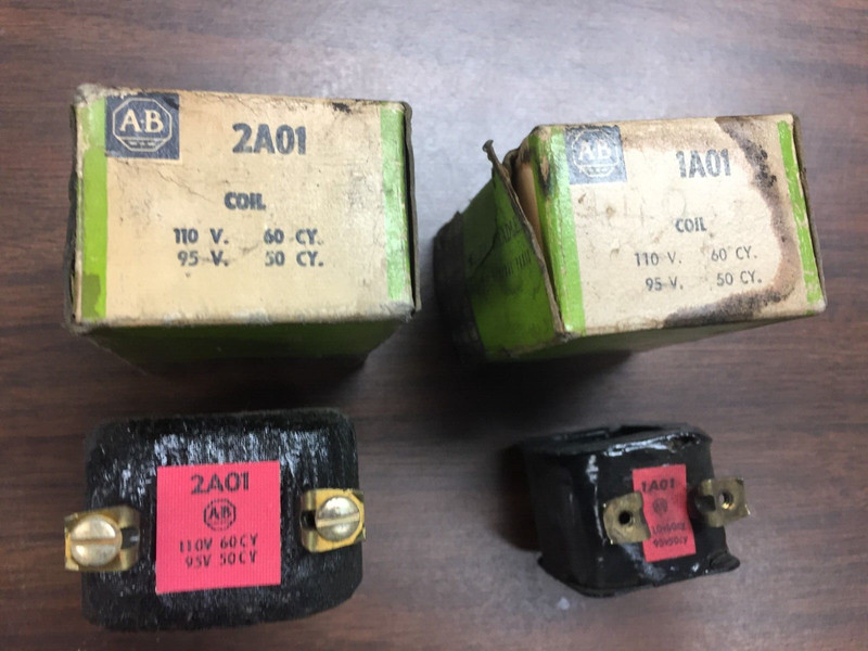 Allen Bradley 1A01 and 2A01 coils, NOS, coil continuity check good, LOT of 2