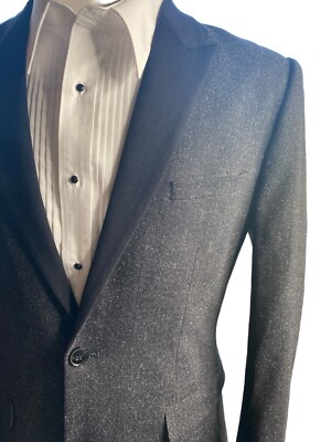 H&M Formal Prom/Wedding Jacket Charcoal Gray/Black Collar Size 42R Men 