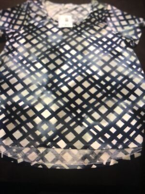 Lularoe 2XL Classic T Shirt Top Hi Lo Blue/Gray Trellis Plaid 22/24