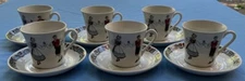 SIX Figgjo Hardanger Dancers Cup and Saucer Sets Made in Norway