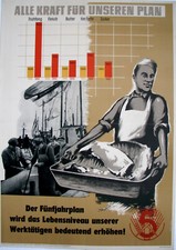 Plakat DDR:  Alle Kraft für unseren Plan (Lebensmittel), 1951