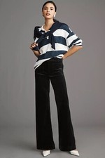 Anthropologie Colette Corduroy Pants Wide Leg Trousers Full Dark Navy Sz 28 NEW