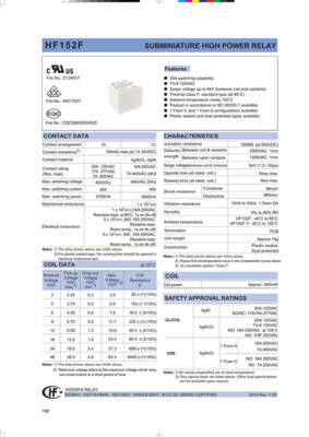 10 Relais De Puissance HONGFA HF152F-T-005-1HPT - 5VDC, 5 Broches, 10A/250VAC - Neufs (origine Chine)