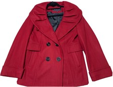 Warm Womens Winter Peacoat Jacket Size Large-red