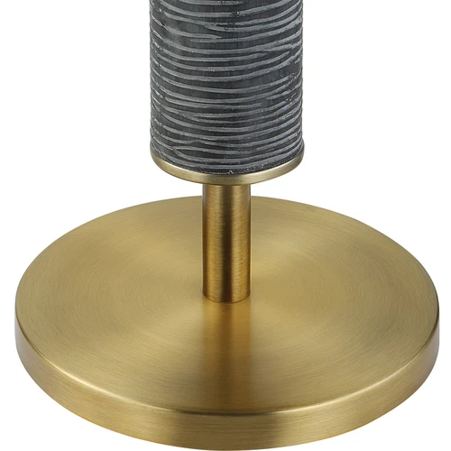 Elegant Modern Gray Black Antique Brass Floor Lamp 63 in Organic Stripes Carved - Picture 7 of 9