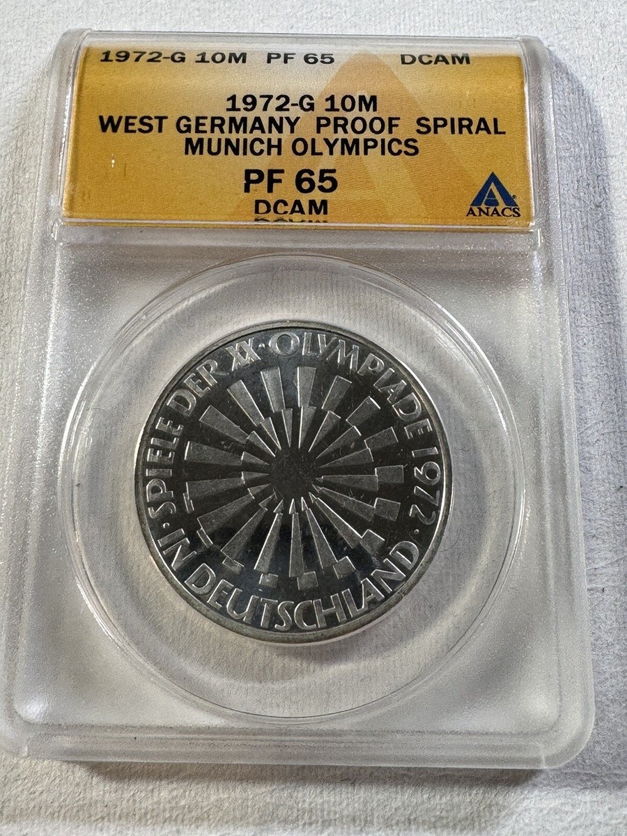 1972-G Germany 10 Marks Olympic Spiral Commemorative Graded PR 65