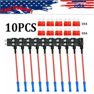 Car Add-a-circuit Fuse TAP Adapter Standard ATO ATC Blade Fuse Holder 10A 10pcs