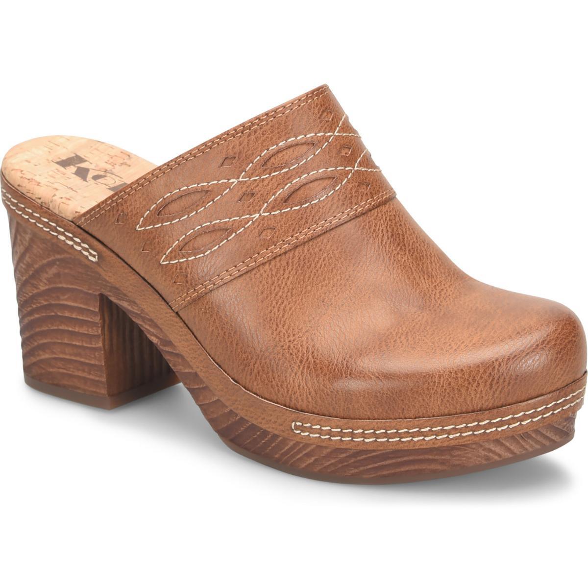 Женские коричневые сабо-слипоны KORKS на каблуке с открытой спиной 8 средних размеров (B,M) BHFO 8468