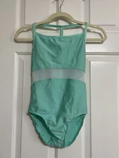 SOLO Leotard Small With White Mesh Middle And “T” Spaghetti Straps