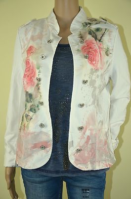 EVER BLOOM Frühjahr/ Sommer Jacke weiß  Blumenmotive  in Gr. L und XL   *ITALY*