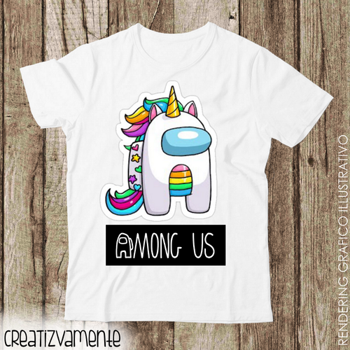 T-shirt among us amongus impostore maglia bambini bimbi maglietta unicorno  | eBay