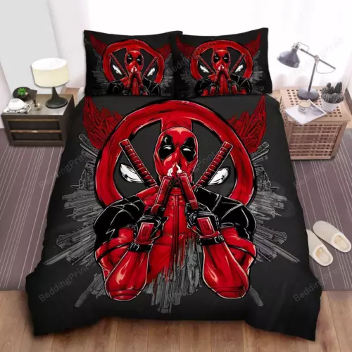 Deadpool Icon Quilt Duvet Cover Set Pillowcase Bedding Children Soft - Picture 1 of 9